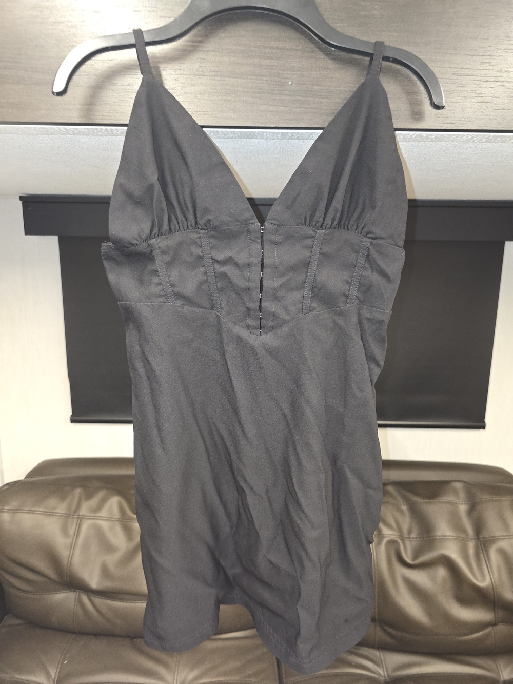 Cider Black V-Neck Sleeveless Mini Dress